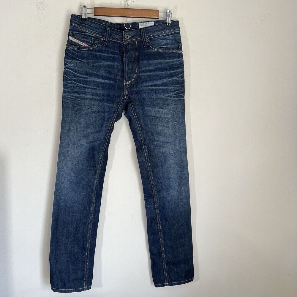 Diesel Industry Jeans Mens 30X32 Straight Leg Blue Viker Wash 0073N Blue